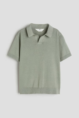 H&M - Boys Beige Fine-Knit Polo Shirt
