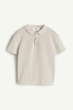 H&M - Boys Beige Short-Sleeved Fine-Knit Polo Shirt