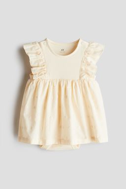 H&M - Girls Green Frill-Trimmed Bodysuit Dress