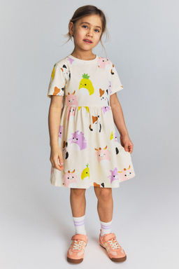 H&M - Girls Purple Printed Jersey Dress