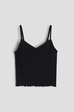 H&M - Girls Black Ribbed Jersey Strappy Top