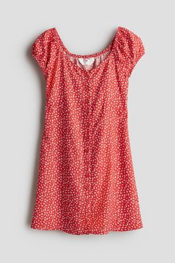 H&M - Girls Red Puff-Sleeved Skater Dress