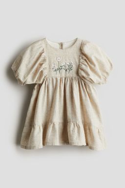 H&M - Girls Beige Linen-Blend Dress