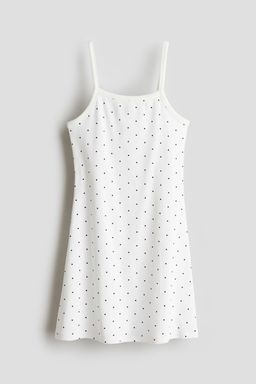 H&M - Girls White Cotton Jersey Strappy Dress