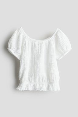 H&M - Girls White Puff-Sleeved Top