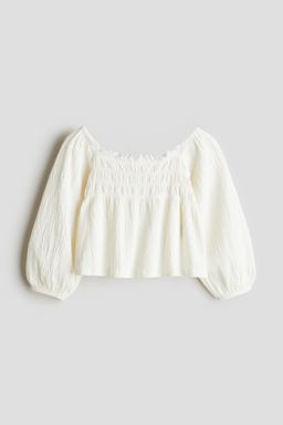 H&M - Girls White Smocked Blouse