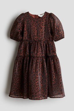 H&M - Girls Brown Patterned Organza Dress
