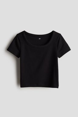 H&M - Girls White Ribbed Jersey Top