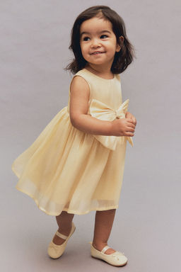 H&M - Girls White Bow-Detail Organza Dress