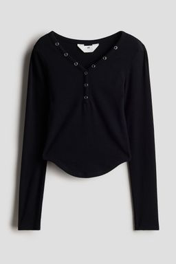 H&M - Girls Black V-Neck Jersey Top