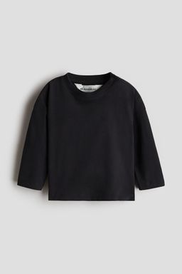 H&M - Black Long-Sleeved Pima Cotton T-Shirt