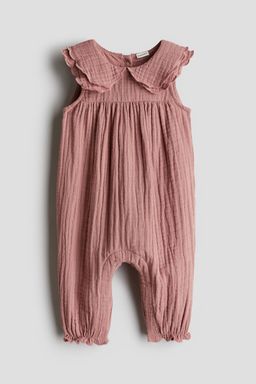 H&M - Beige Cotton Muslin Romper Suit
