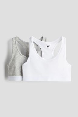 H&M - Girls 2-Pack Cotton Jersey Crop Tops