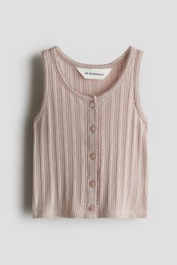 H&M - Girls Pink Pointelle Jersey Vest Top