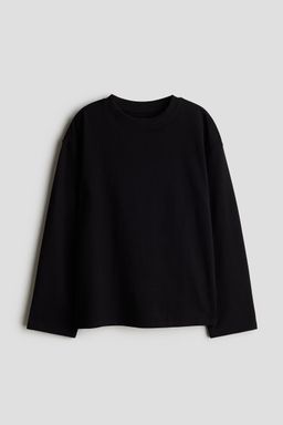 H&M - Girls Black Long-Sleeved Cotton Top