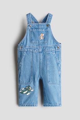 H&M - Boys Blue Printed Denim Dungarees