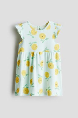 H&M - Girls Blue Printed Cotton Dress