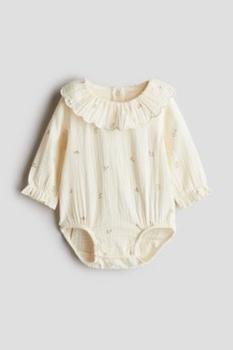 H&M - Beige Cotton Muslin Romper Suit