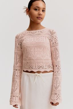 H&M - Girls White Pointelle-Knit Cropped Top