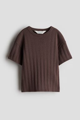 H&M - Boys Brown Rib-Knit Cotton T-Shirt