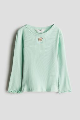 H&M - Girls White Embroidery-Detail Jersey Top
