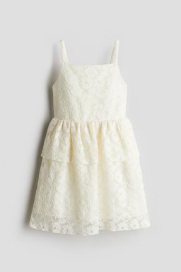 H&M - Girls Blue Flounce-Trimmed Lace Dress