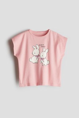 H&M - Girls Pink Printed Boxy Top