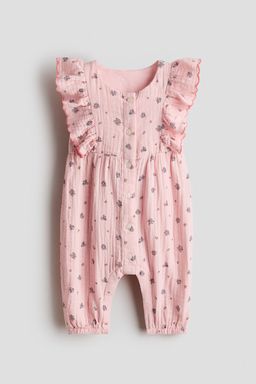 H&M - Girls White Frilled Muslin Romper Suit