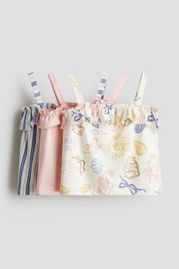 H&M - Girls 3-Pack Flounce-Trimmed Strappy Tops