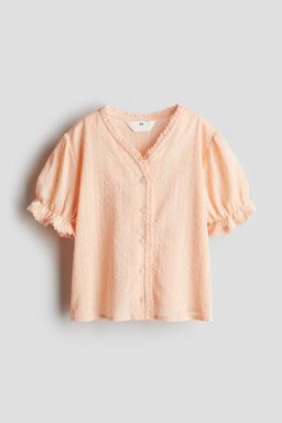 H&M - Girls Orange Lace-Trimmed Cotton Blouse