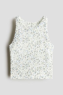 H&M - Girls Beige Printed Cotton Vest Top