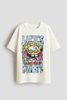 H&M - Boys White Print-Motif T-Shirt