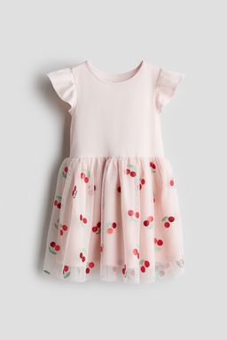 H&M - Girls Red Tulle-Skirt Jersey Dress