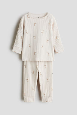 H&M - Beige Ribbed Cotton Set