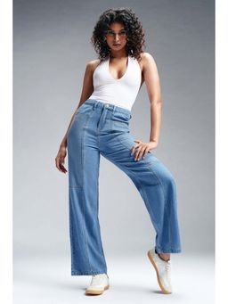 FREAKINS - Cadet Blue Constructed Denim Korean Pants