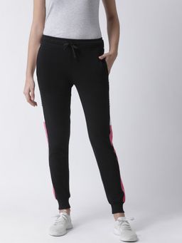 Club York - Women Black White Solid Slim Fit Track Pants