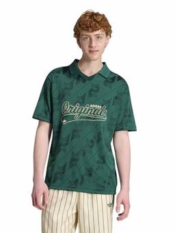 adidas Originals - Men Green Jacquard Originals Football Polo T-Shirt