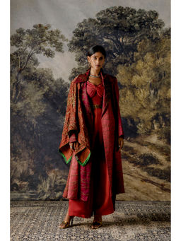 A Humming Way - Namib Topographic Sherwani Overcoat, Namib Jumpsuit & Stole (Set of 3)
