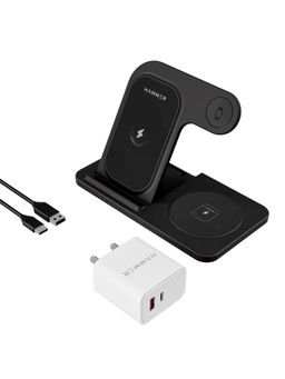 HAMMER - Flex 3.0 3 in 1 Wireless Charger Compatible with Qi Enabled Phones Smartwatch & TWS Black