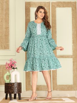 Aaheli - Turquoise Dream Printed Dress