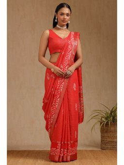 Soch - Red Art Silk Woven Saree with Unstitched Blouse Piece