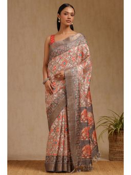 Soch - Multi-Color Art Silk Printed Saree with Unstitched Blouse Piece