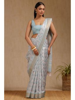 Soch - Blue Art Silk Woven Saree with Unstitched Blouse Piece