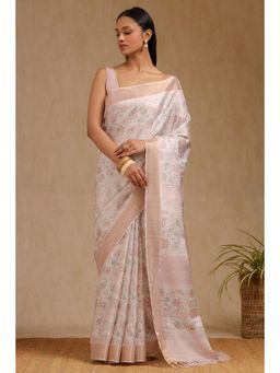 Soch - Beige Art Silk Paisley Saree with Unstitched Blouse Piece