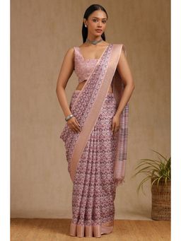 Soch - Purple Art Silk Woven Saree with Unstitched Blouse Piece