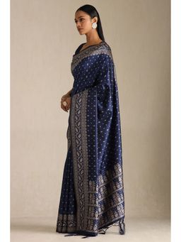 Soch - Blue Tussar Silk Woven Saree with Unstitched Blouse Piece