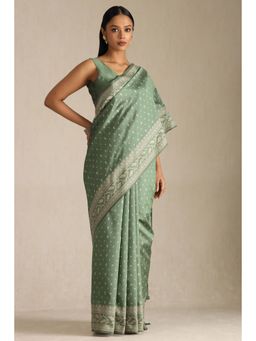 Soch - Green Tussar Silk Woven Saree with Unstitched Blouse Piece