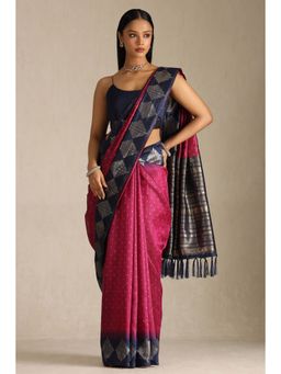 Soch - Pink Tussar Silk Woven Saree with Unstitched Blouse Piece
