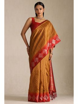 Soch - Mustard Tussar Silk Woven Saree with Unstitched Blouse Piece