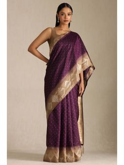 Soch - Purple Tussar Silk Woven Saree with Unstitched Blouse Piece